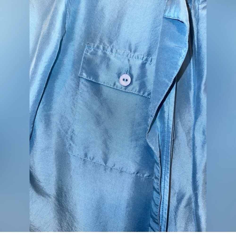 Women's Blue Silk Pants Set Sz.M. - Picture 2 of 3